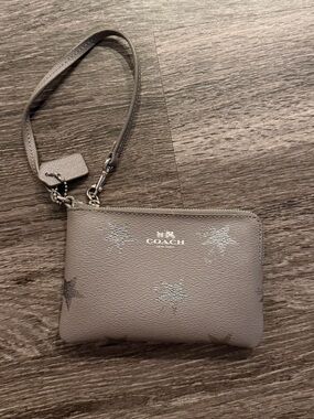 Coach Taupe Wristlet with Silver Star Accents